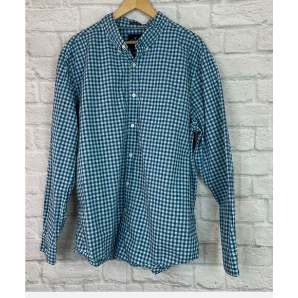 American Eagle Outfitters Other - American Eagle Shirt Large Blue Gingham Plaid Button-Front Cotton Mens (T11)